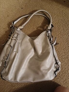 Silver Womens Shoulder Bag - Sleek Metallic Tote